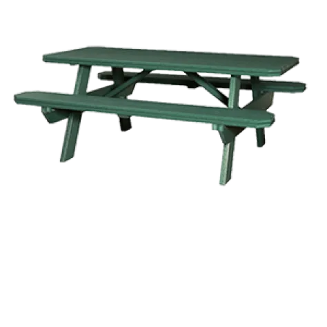 6' poly table with attached benches