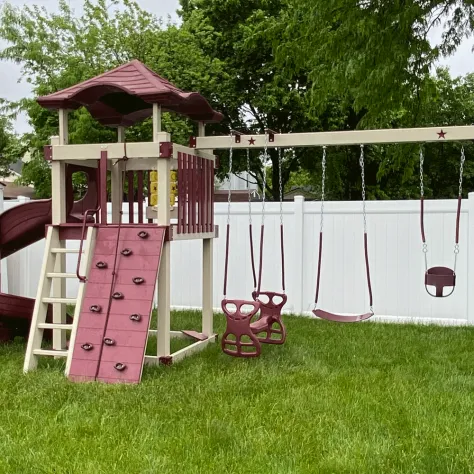 5x5 w/ 5' Spiral Star Quality Vinyl Swing Sets Amish Lancaster County