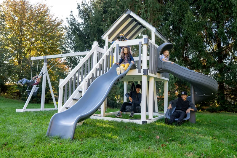 6x8 Tower w/ Spiral Star Quality Vinyl Swing Sets Amish Lancaster County